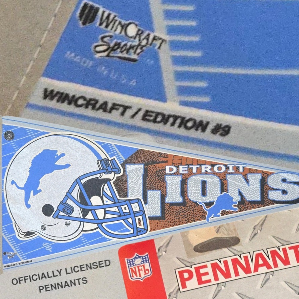 VTG NOS WinCraft Detroit Lions Pennant NFL Team Helmet Felt USA Deadstock Y2K MI